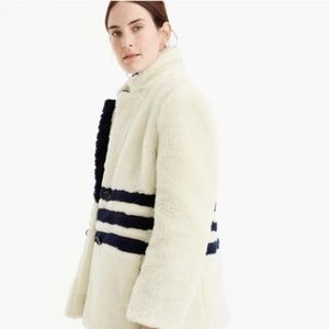 J Crew Yung Faux Fur Striped Teddy Coat/ Size Large/ EUC